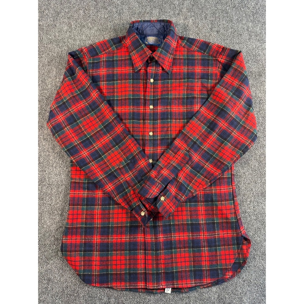 Pendleton‎ Men's Plaid Wool Flannel Shirt Red Blue Green Authentic Tartan Size M